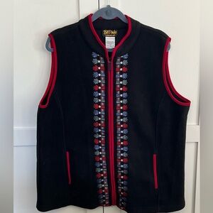 Bob Mackie Wearable Art Black Fleece Holiday Vest